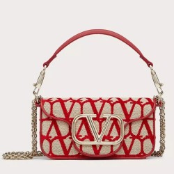 Valentino Small Loco Shoulder Bag in Red Toile Iconographe TDBS29027