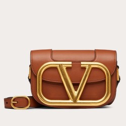 Valentino Small Supervee Crossbody Bag In Brown Leather TDBS29086