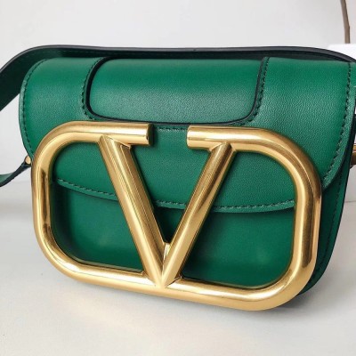 Valentino Small Supervee Crossbody Bag In Green Leather TDBS29088