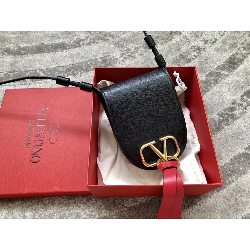 Valentino Small Vring Crossbody Bag In Black Goatskin TDBS29135