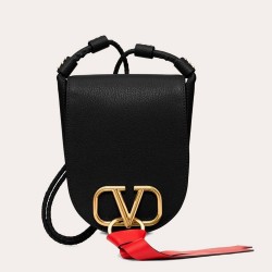 Valentino Small Vring Crossbody Bag In Black Goatskin TDBS29135