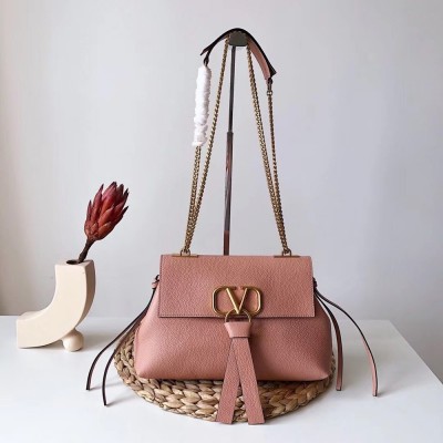 Valentino Small Vring Handbag In Pink Buffalo Leather TDBS29138