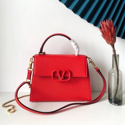 Valentino Small Vsling Handbag In Red Grainy Calfskin TDBS29144