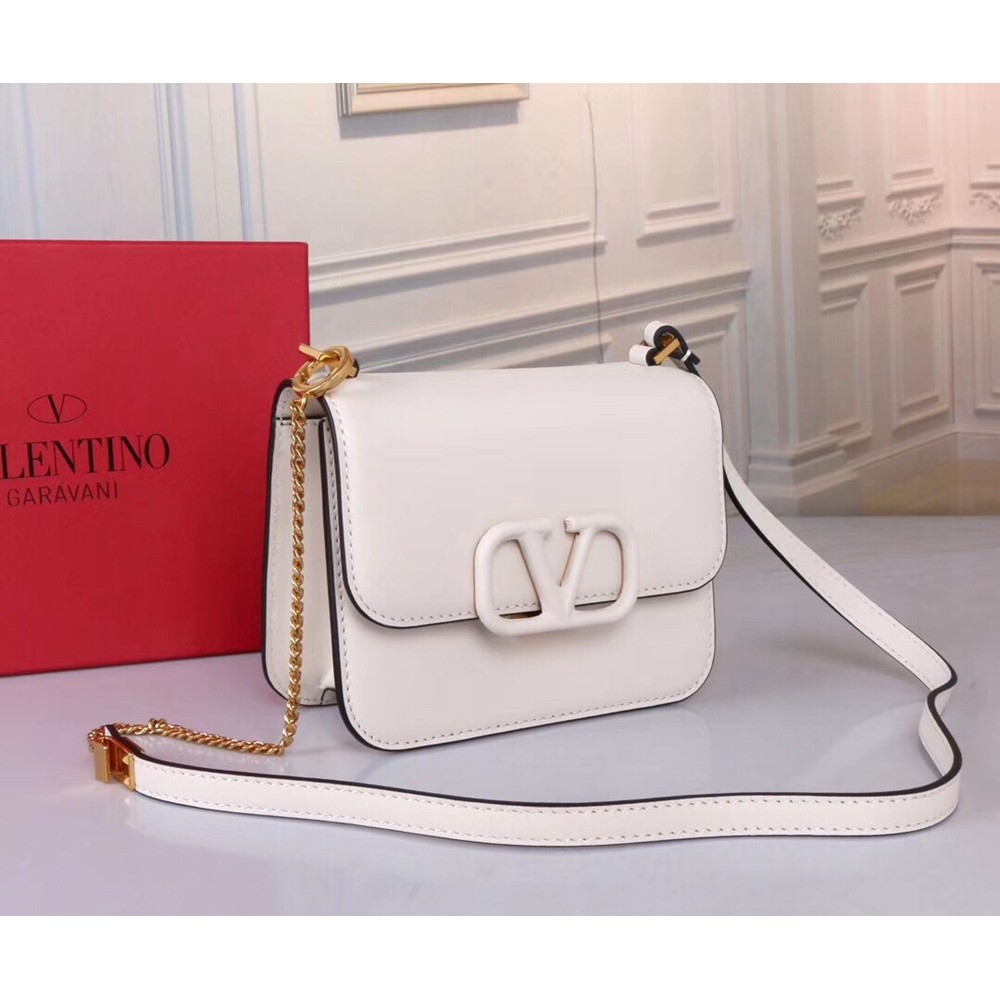 Valentino Small Vsling Shoulder Bag In White Calfskin TDBS29149