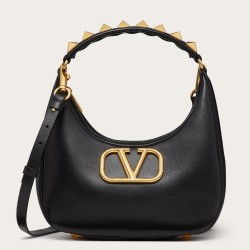 Valentino Stud Sign Hobo Bag In Black Calfskin TDBS29002