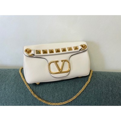 Valentino Stud Sign Shoulder Bag In White Nappa Leather TDBS28989