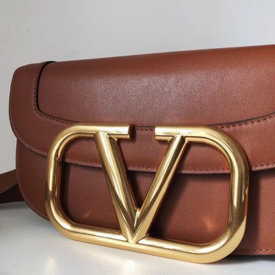 Valentino Supervee Crossbody Bag In Brown Leather TDBS29093