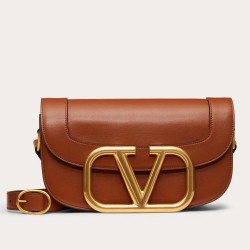 Valentino Supervee Crossbody Bag In Brown Leather TDBS29093