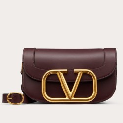 Valentino Supervee Crossbody Bag In Burgundy Leather TDBS29094