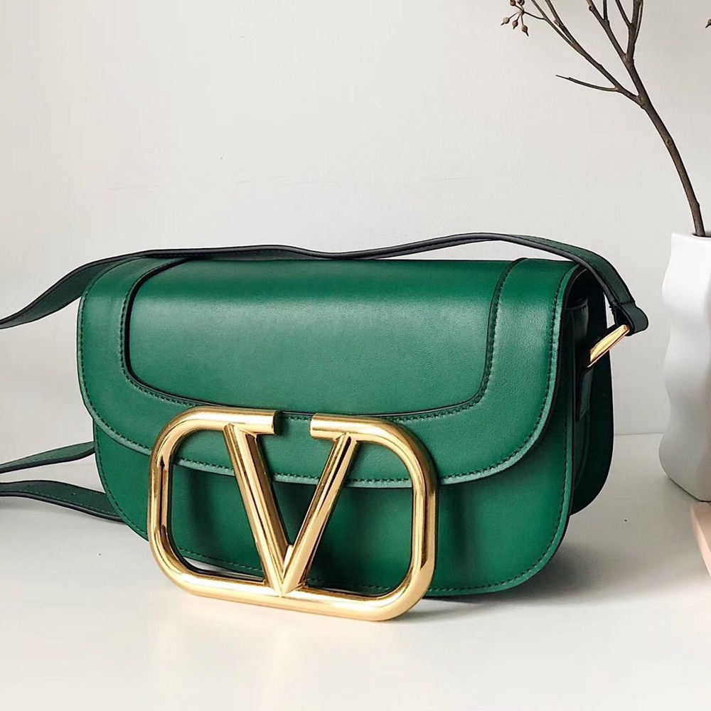 Valentino Supervee Crossbody Bag In Green Leather TDBS29095