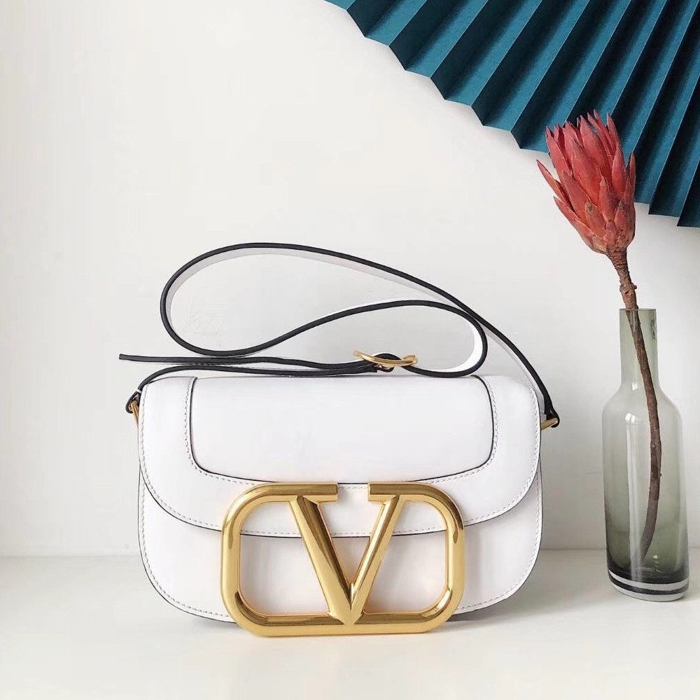 Valentino Supervee Crossbody Bag In White Leather TDBS29096