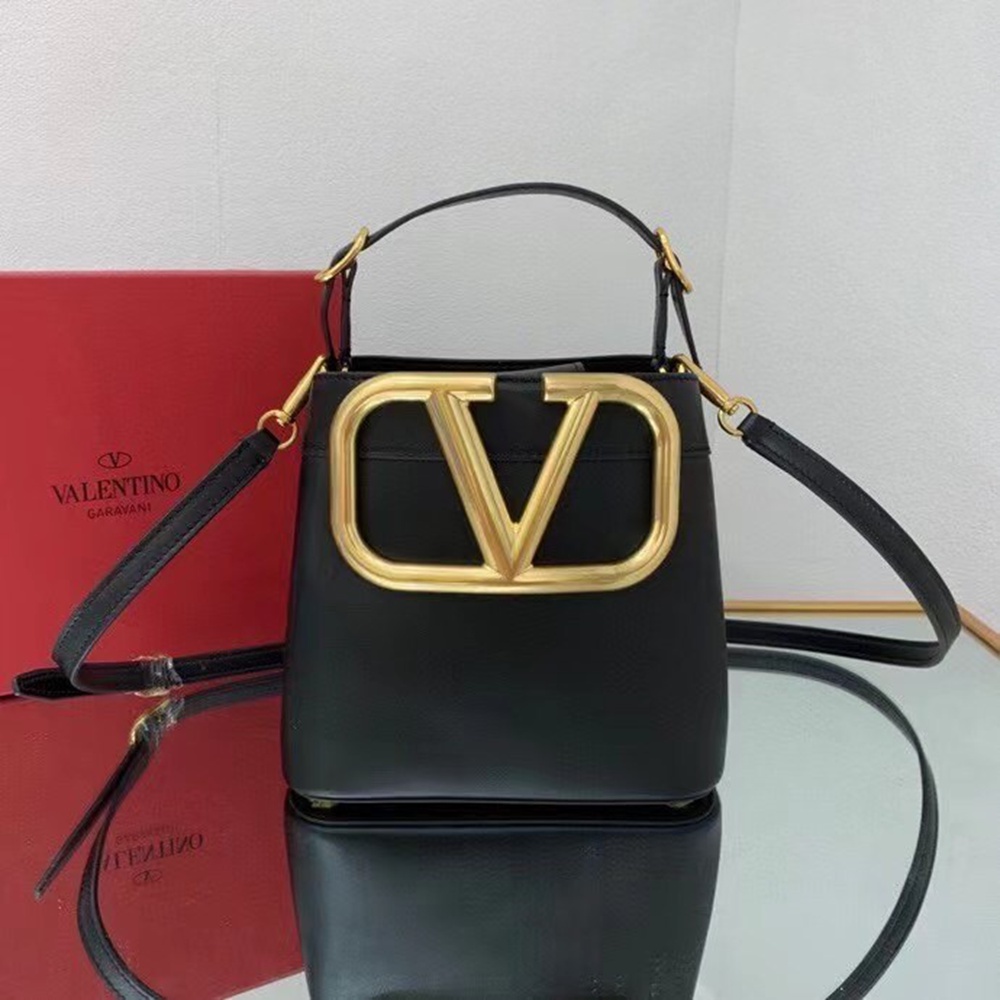 Valentino Supervee Top Handle Bag In Black Calfskin TDBS29108