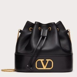 Valentino VLogo Signature Mini Bucket Bag in Black Leather TDBS28945