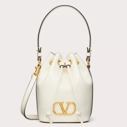 Valentino VLogo Signature Mini Bucket Bag in White Calfskin TDBS28947