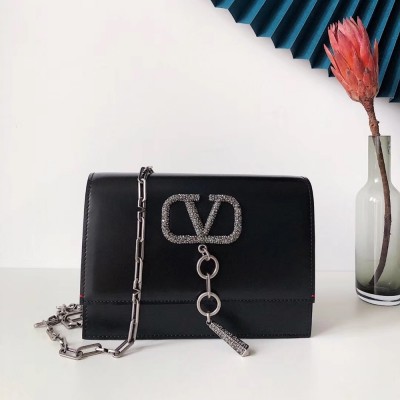 Valentino Vcase Black Chain Bag With Swarovski Crystals TDBS28990