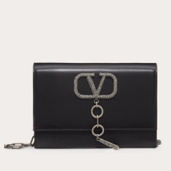 Valentino Vcase Black Chain Bag With Swarovski Crystals TDBS28990