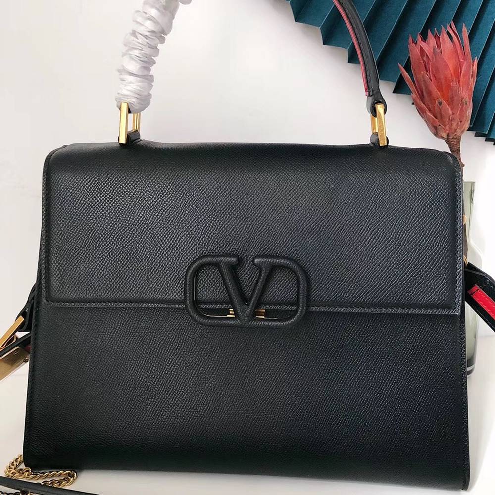 Valentino Vsling Handbag In Black Grainy Calfskin TDBS29150