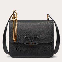 Valentino Vsling Large Shoulder Bag In Black Grainy Calfskin TDBS29152