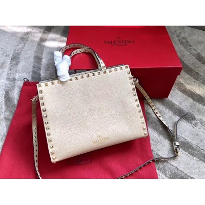 Valentino White Small Rockstud Top Handle Bag TDBS29111