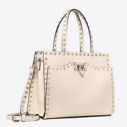 Valentino White Small Rockstud Top Handle Bag TDBS29111