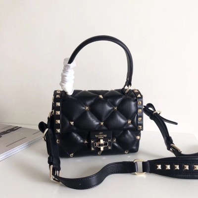 Valentino Candystud Mini Handbag In Black Lambskin