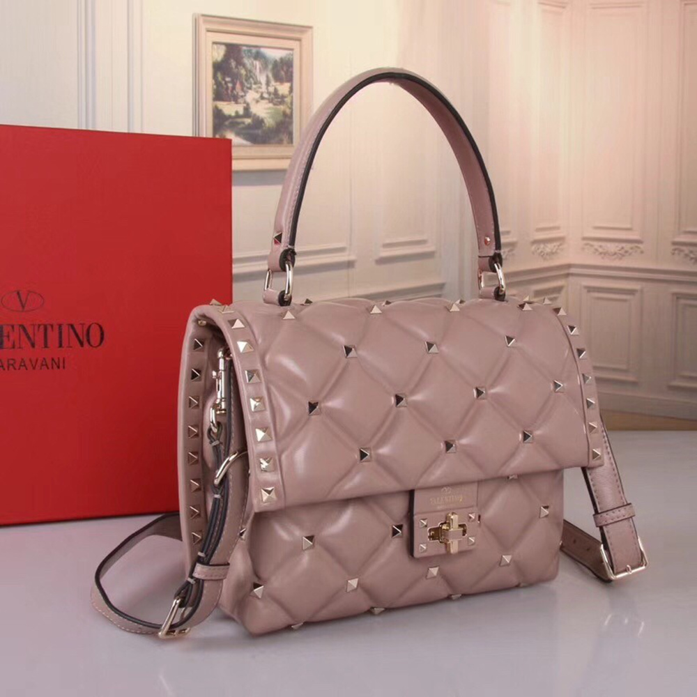 Valentino Garavani Poudre Quilted Candystud Top Handle Bag