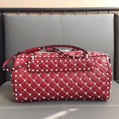 Valentino Garavani Red Free Rockstud Spike Duffle Bag