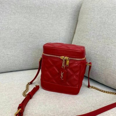 Saint Laurent 80's Vanity Bag In Red Quilted Grained Leather TDBS28840