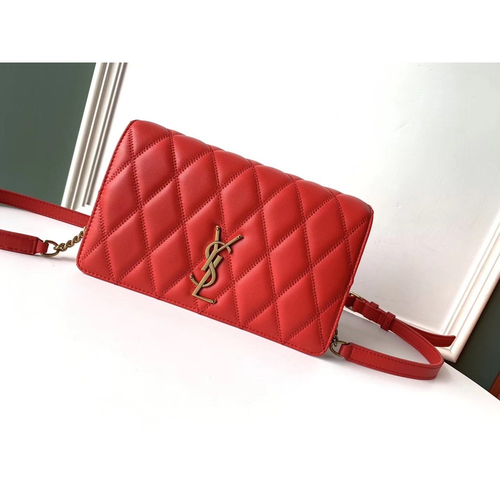 Saint Laurent Angie Chain Bag In Red Diamond Lambskin  TDBS28548