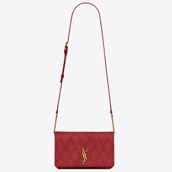 Saint Laurent Angie Chain Bag In Red Diamond Lambskin  TDBS28548