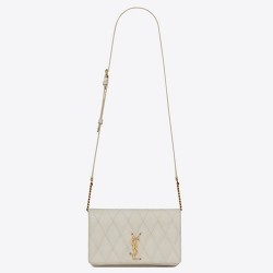 Saint Laurent Angie Chain Bag In White Diamond Lambskin  TDBS28549