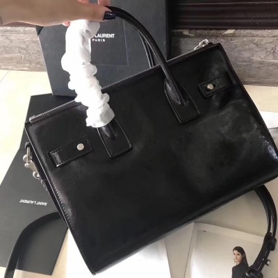 Saint Laurent Baby Sac De Jour Souple Duffle Bag In Black Moroder Leather TDBS28750