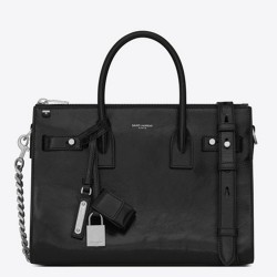 Saint Laurent Baby Sac De Jour Souple Duffle Bag In Black Moroder Leather TDBS28750