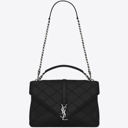 Saint Laurent Black Large Stitched Diamond Matelasse College Bag TDBS28537