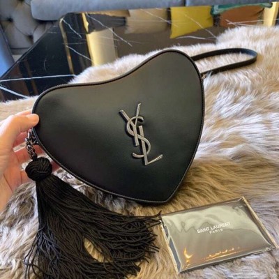 Saint Laurent Black Monogram Heart Cross Body Bag TDBS28684