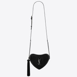 Saint Laurent Black Monogram Heart Cross Body Bag TDBS28684