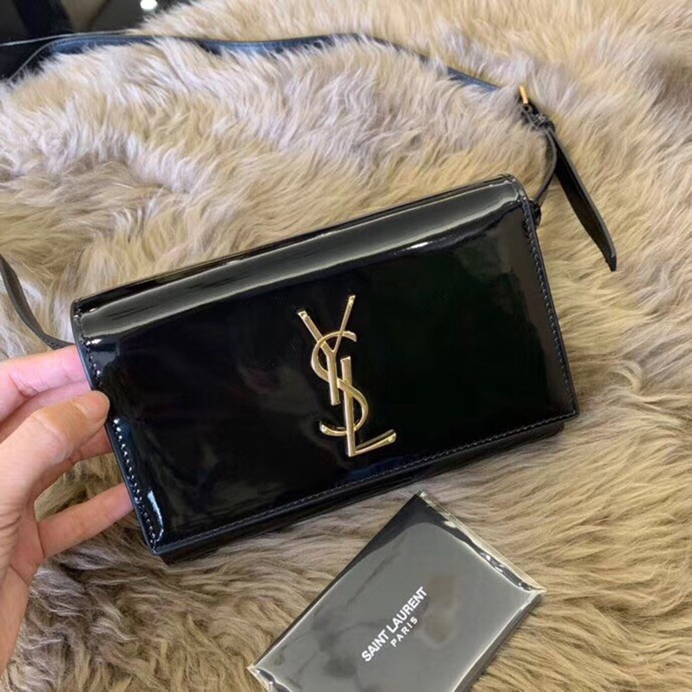 Saint Laurent Black Patent Kate Belt Bag TDBS28500