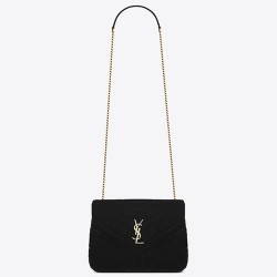 Saint Laurent Black Velvet Small Loulou Chain Bag TDBS28668