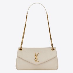 Saint Laurent Calypso Shoulder Bag In White Lambskin TDBS28551