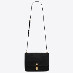 Saint Laurent Carre Satchel Bag In Black Suede Leather TDBS28762