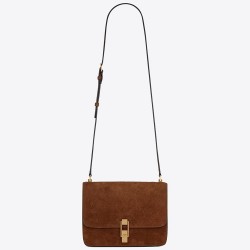 Saint Laurent Carre Satchel Bag In Brown Suede Leather TDBS28764