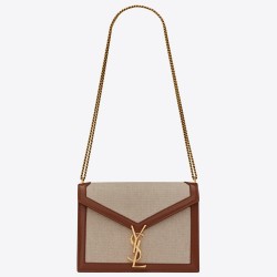 Saint Laurent Cassandra Clasp Bag In Beige Canvas TDBS28524