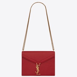 Saint Laurent Cassandra Clasp Bag In Red Grained Leather TDBS28529