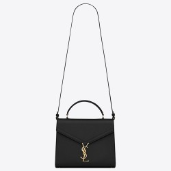 Saint Laurent Cassandra Medium Bag In Black Grained Leather TDBS28530