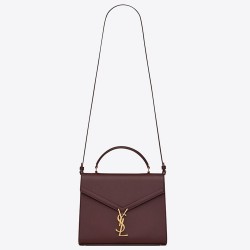 Saint Laurent Cassandra Medium Bag In Bordeaux Grained Leather TDBS28532