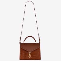 Saint Laurent Cassandra Medium Bag In Brown Suede TDBS28533