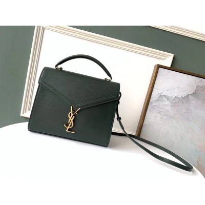 Saint Laurent Cassandra Medium Bag In Dark Green Grained Leather TDBS28534