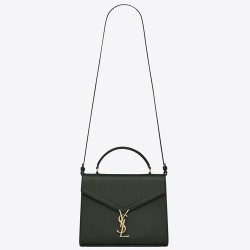 Saint Laurent Cassandra Medium Bag In Dark Green Grained Leather TDBS28534