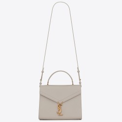 Saint Laurent Cassandra Medium Bag In White Grained Leather TDBS28535