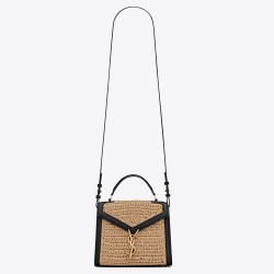 Saint Laurent Cassandra Mini Top Handle Bag In Raffia TDBS28536